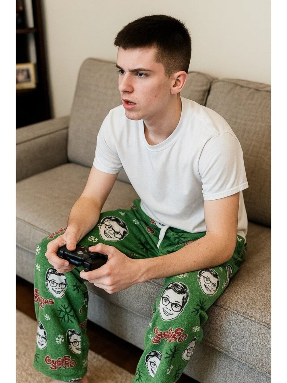 A Christmas Story Mens Medium Green Fleece Holiday Sleep Pants Cozy & Soft